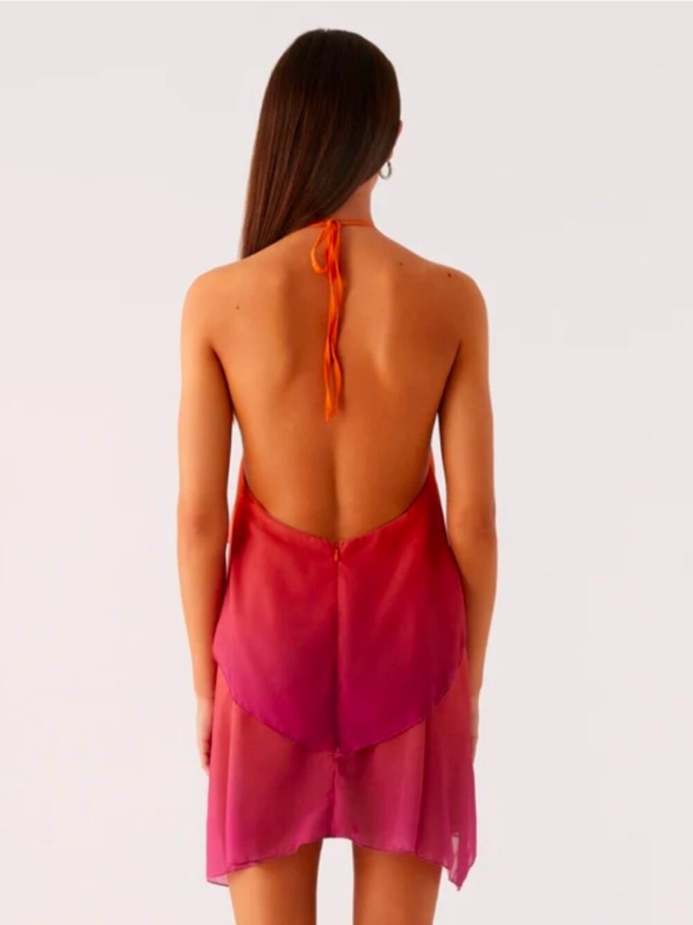 Peppermayo Orange to Pink Ombre Halter Mini Dress - Picture 2 of 3